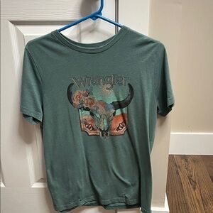 Wrangler Teal Bull Skull T-Shirt